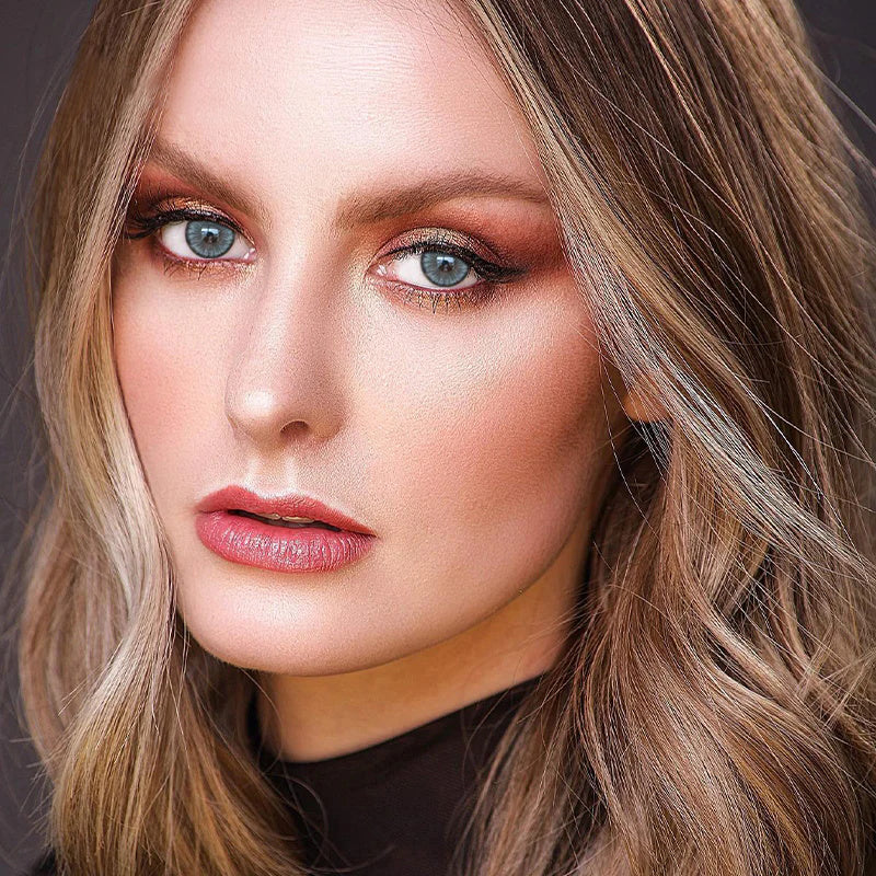 A Beautiful Woman Wearing Glass Ball  Gray Colored Contact Lenses